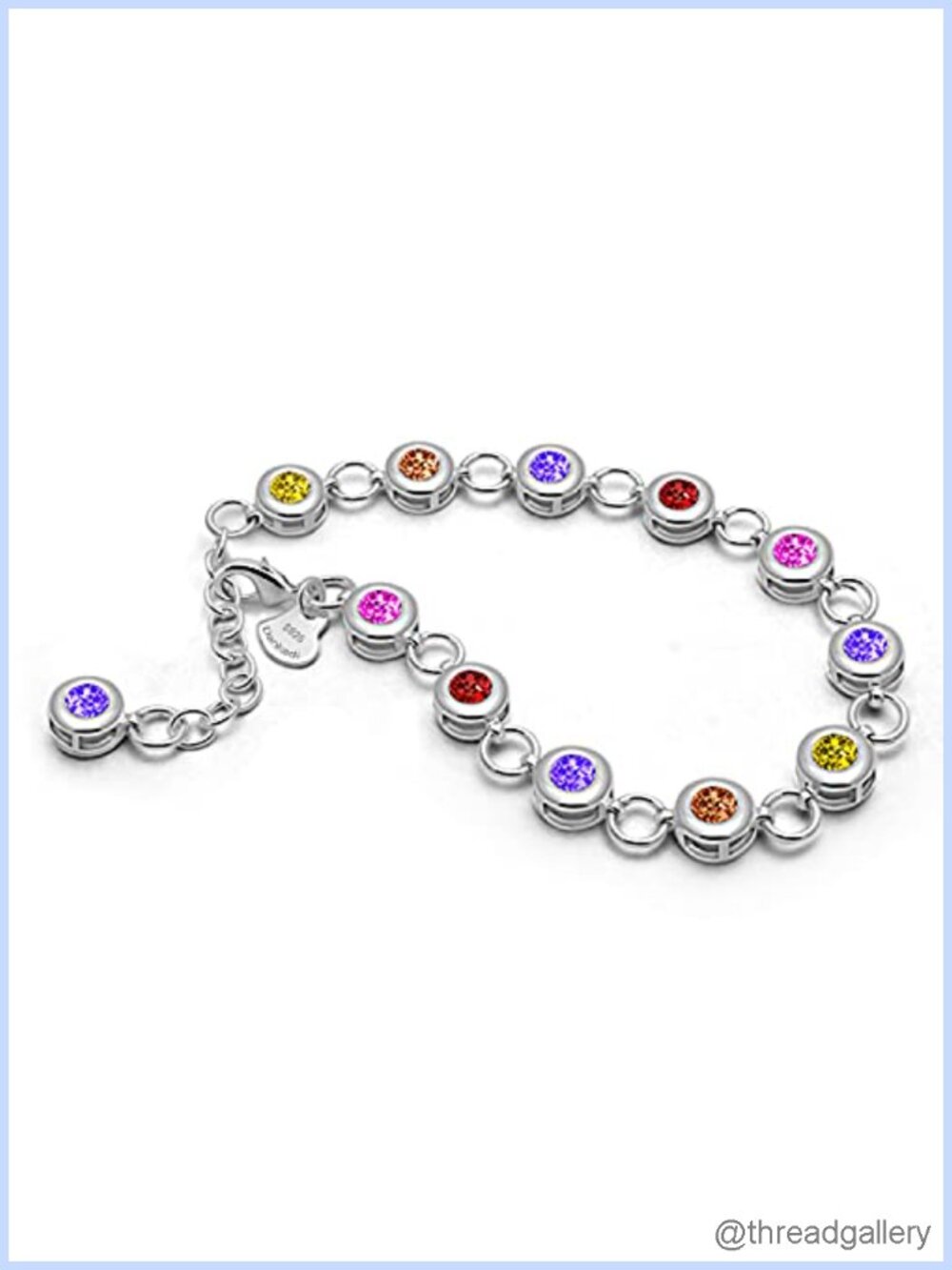 925 Sterling Silver Tennis Bracelet Cubic Zirconia Adjustable Charm